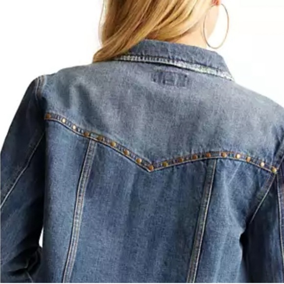 Frye Jackets & Blazers - NWOT Women's Studded Cotton Cargo Denim Jacket Size XS